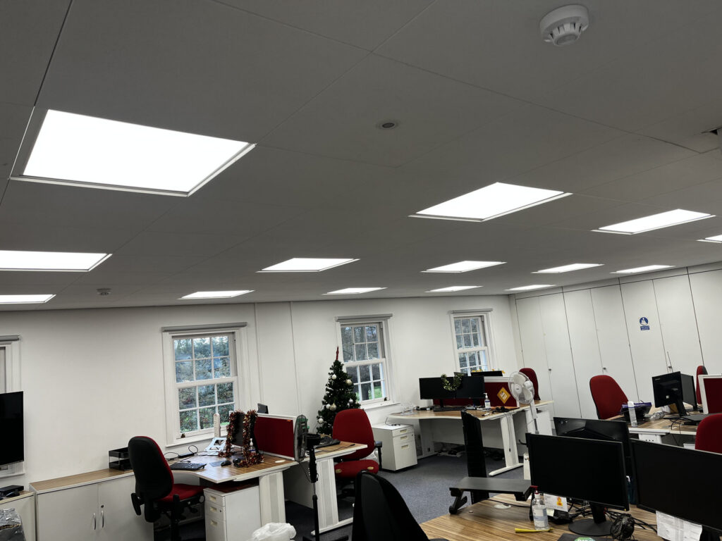LED ceiling lighting in an Ampthill office fit-out