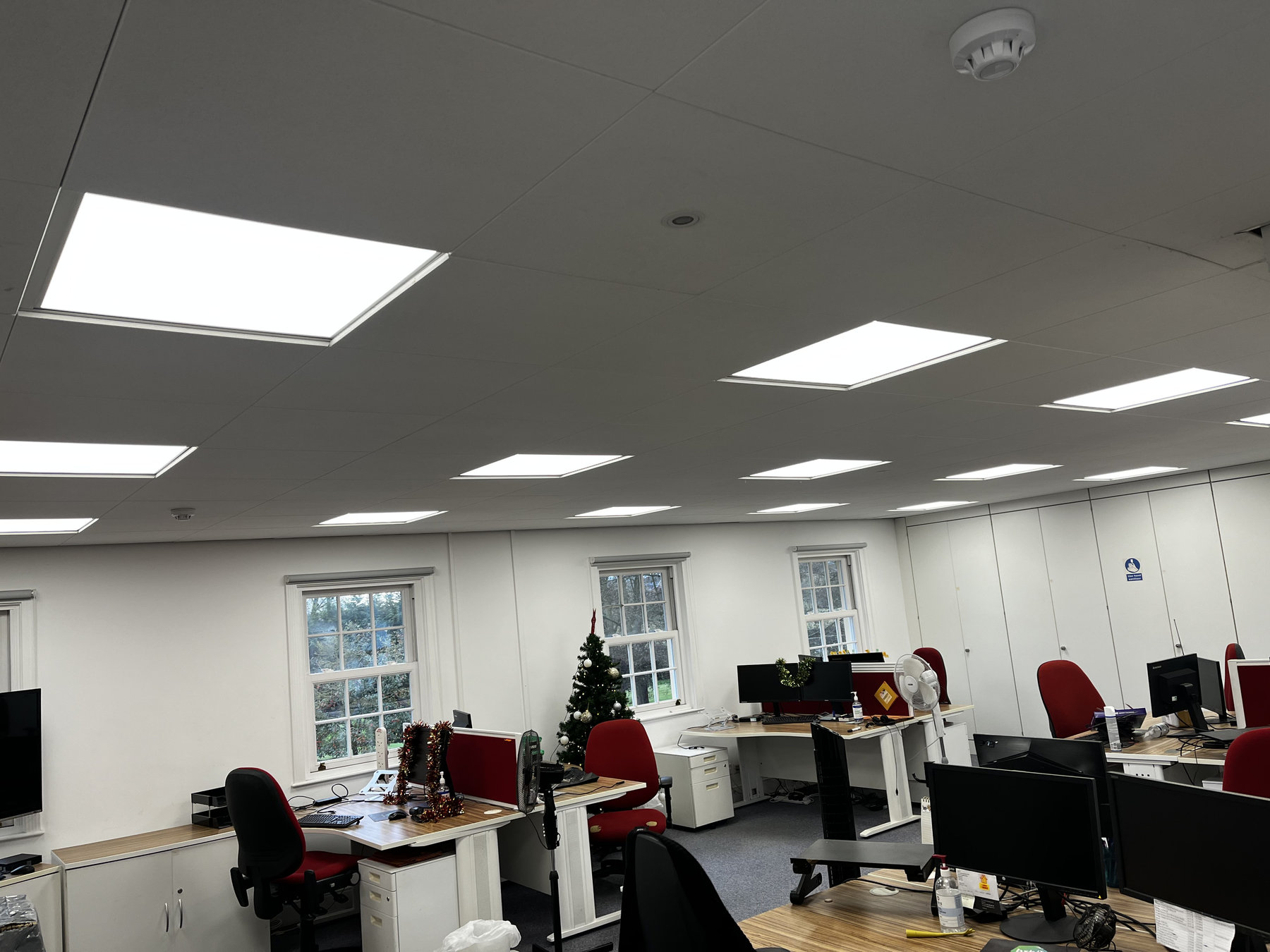 LED ceiling lighting in an Ampthill office fit-out