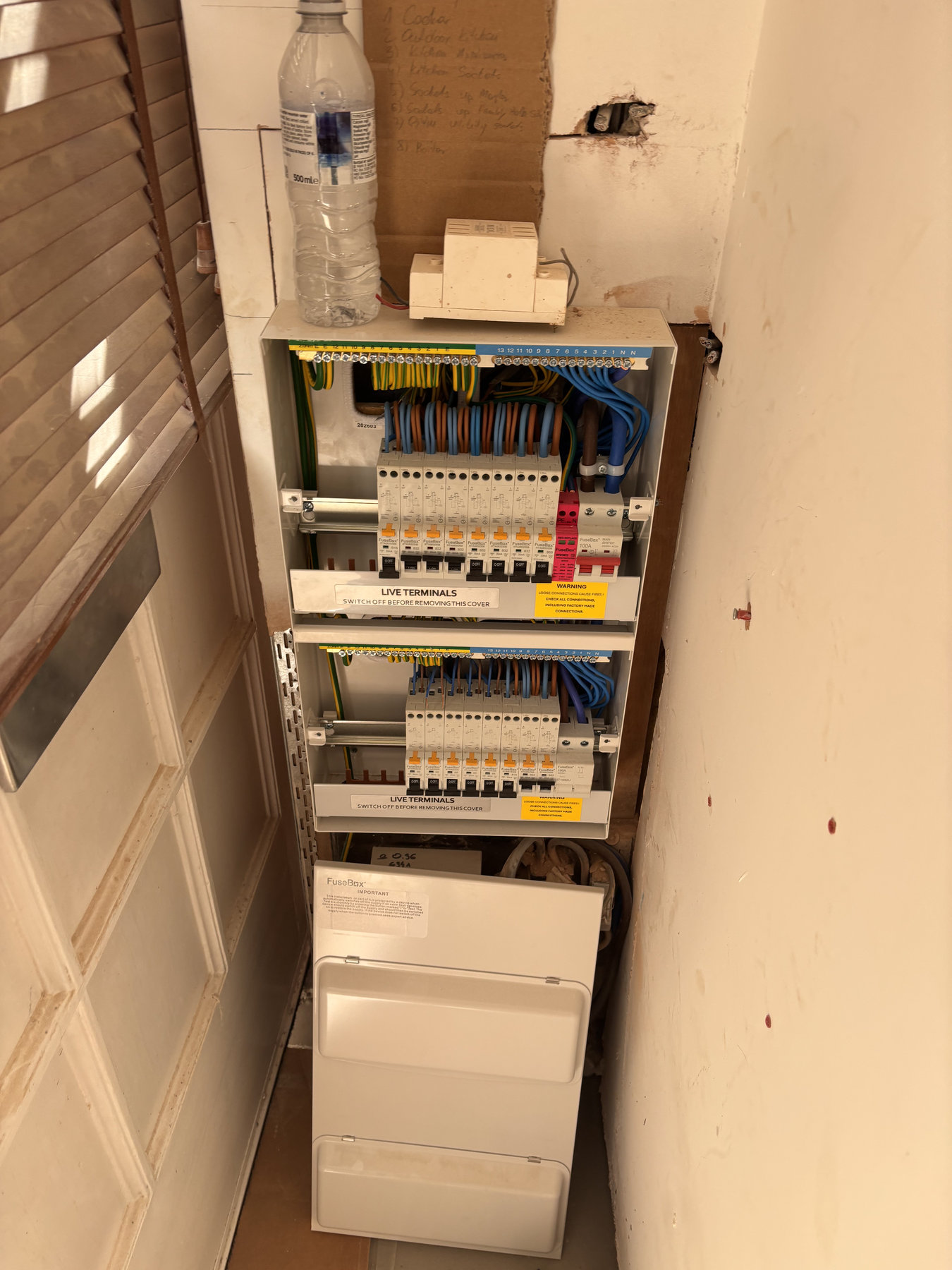 Consumer units photographed during the Gessings domestic electrical project