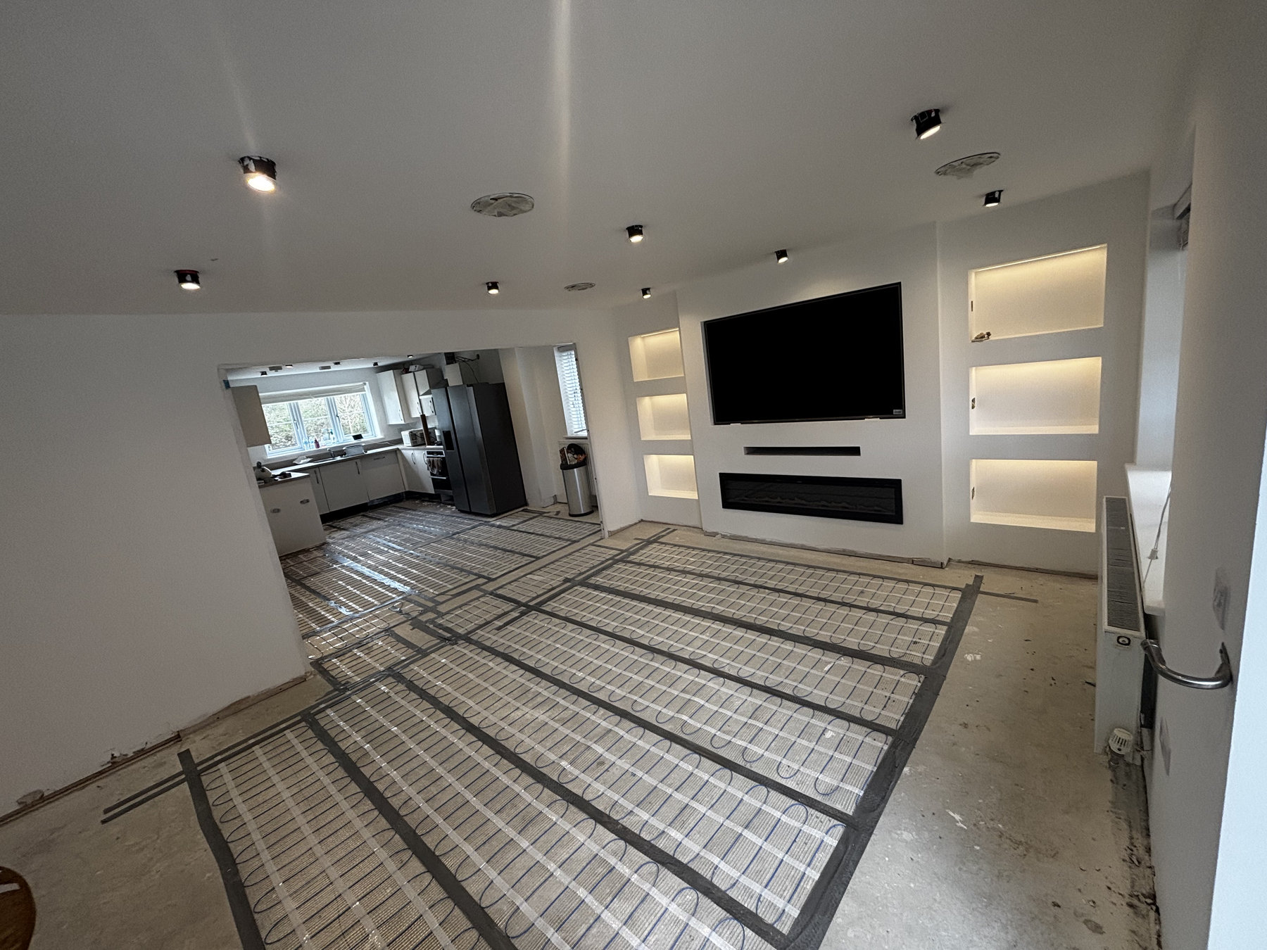 Cable routes during a Wixams ground-floor refurbishment
