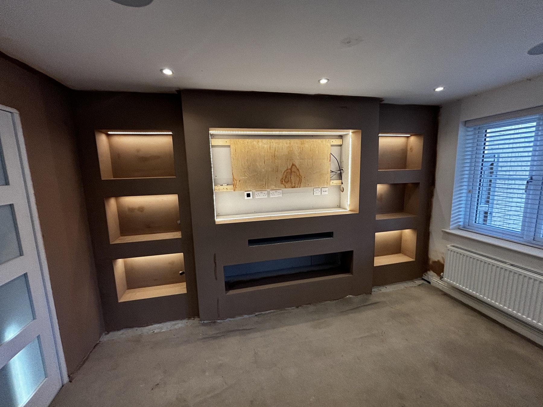 Media wall and integrated lighting in a Wixams ground-floor refurbishment
