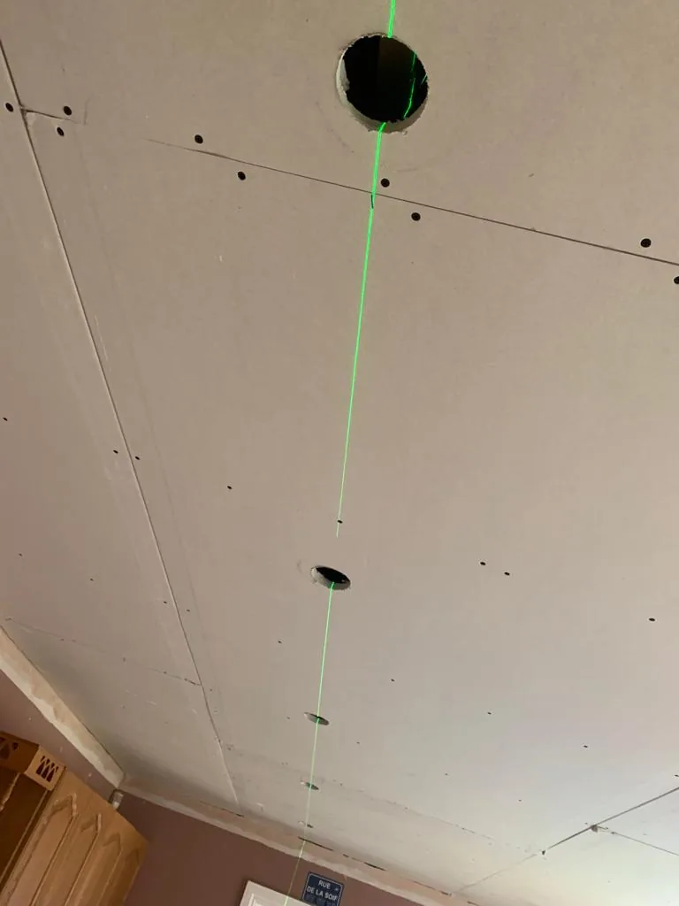 Ceiling opening and wiring during installation work