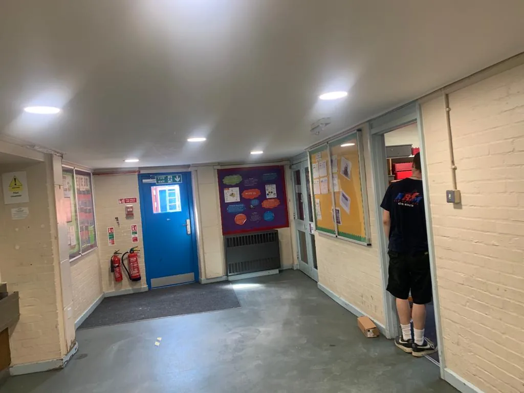 Lighting along a school corridor