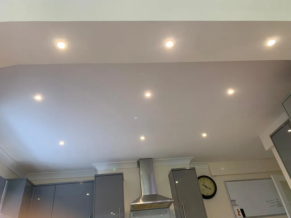 Recessed ceiling lighting in a kitchen