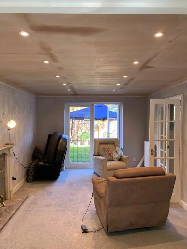 Recessed lighting in a living room